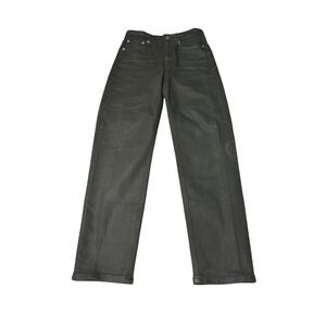 Rag & Bone Nina High-Rise Ankle Cigarette Coated Olive Night Jeans 25 X27